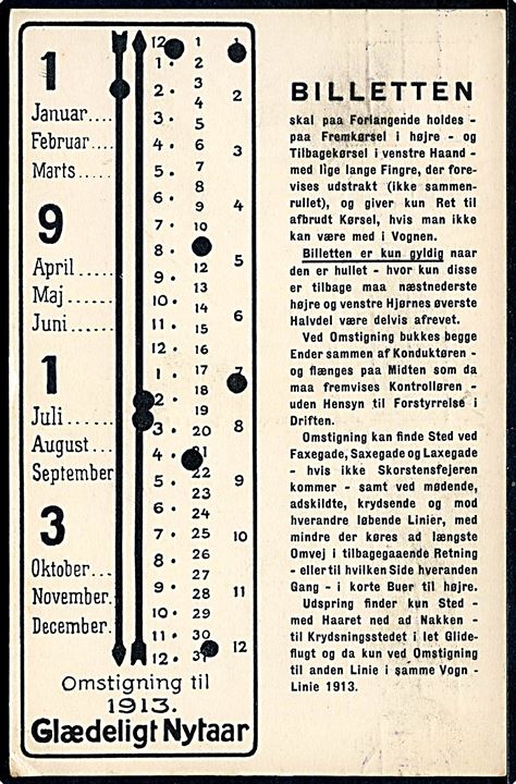 Omstigningsbillet til 1913. Glædeligt Nytaar. Stenders u/no. Kvalitet 7