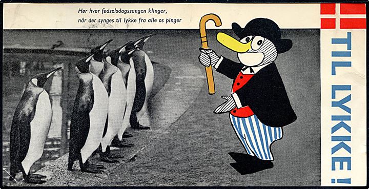 Robert Storm Petersen: Fødselsdagskort fra Ping Klubben med pingviner. U/no. Kvalitet 7