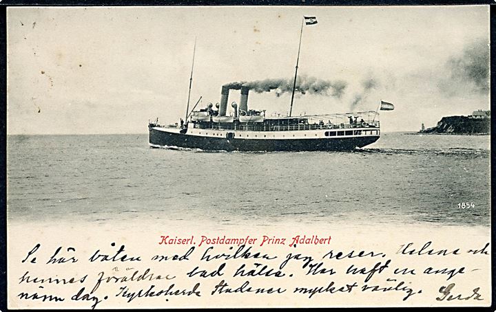 Prinz Adalbert, S/S, tysk postdamper på ruten Kiel - Korsør. No. 1854.