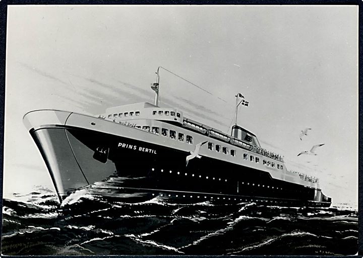 Prins Bertil, M/S, Lion Ferry Ab på ruten Halmstad - Århus. Reklamekort u/no.