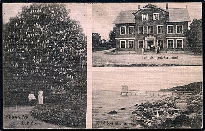 5 øre Chr. X på brevkort (Partier fra Lohals) annulleret med stjernestempel STORE SNØDE og sidestemplet Tranekjær d. 7.7.1914 til København.