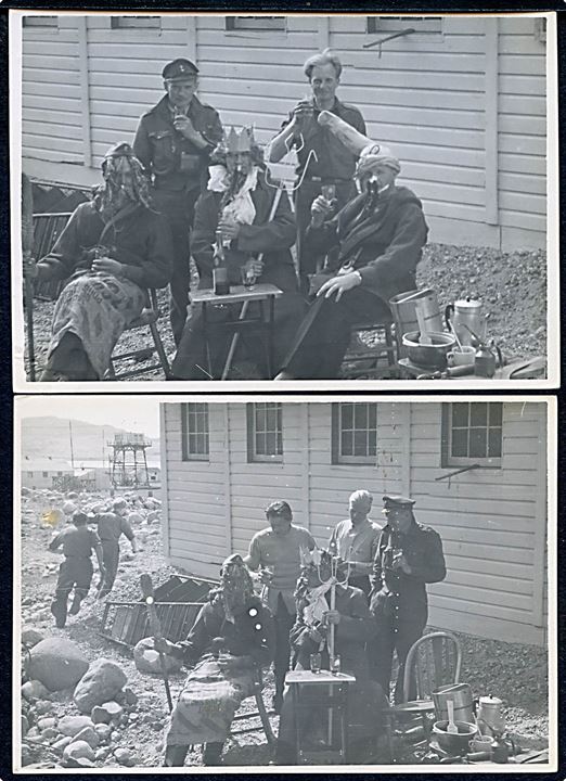 Sdr. Strømfjord Air Base. Fejring af Blue Nose - dåb for at krydse polarcirklen. 2 fotografier fra 1950'erne.