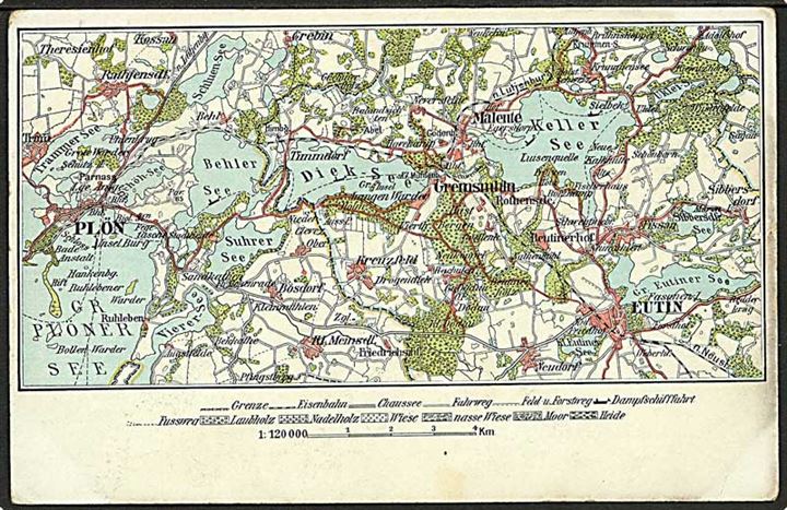 Landkort over Plön og omegn, Tyskland. J. Simonsen no. 24284.