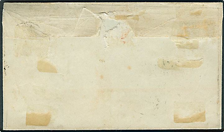 4 R.B.S. Thiele III gråbrun med bred rand på brev annulleret med nr.stempel “42” og sidestemplet antiqua Middelfart d. 13.6.1855 til Odense.