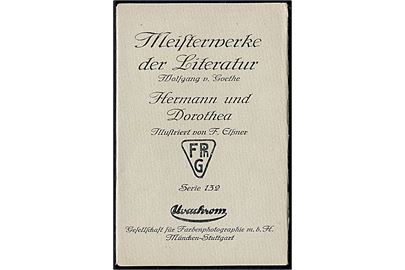 Hermann und Dorothea. Bog af Wolfgang v. Goethe. Komplet sæt (6 stk) kunstnerkort tegnet af F. Elssner. F. Ph. G. Serie 132.