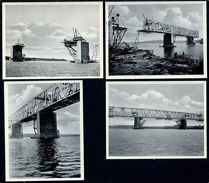 Middelfart. Mappe med 10 foto (7x9cm) af broarbejdet ved  bygning af den gamle lillebæltsbro. 