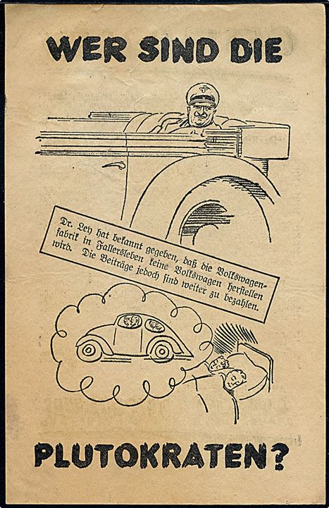 Britisk propaganda flyveblad GESTAPOLEN - Wer sind die Plutokraten? nedkastet af Royal Air Force over Tyskland. Formular 333.