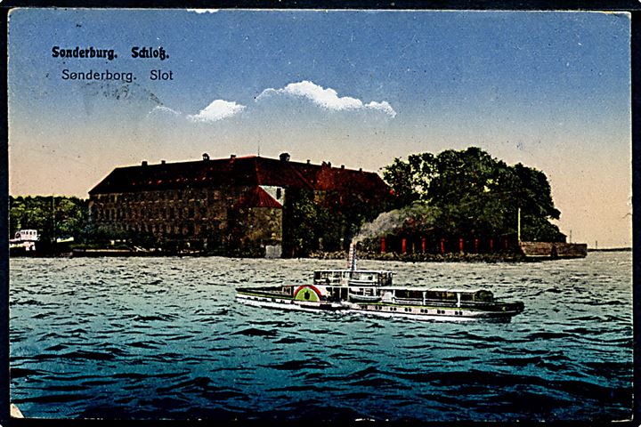 10 øre 1. Zone udg. på brevkort (Sønderborg Slot) annulleret med tysk stempel Sonderburg **C d. 15.6.1920 til Hillerød, Danmark.