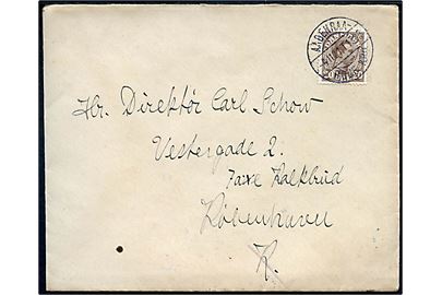 20 øre Chr. X på brev annulleret med bureaustempel Aabenraa - Røde Kro T.1387 d. 4.11.1921 til København.