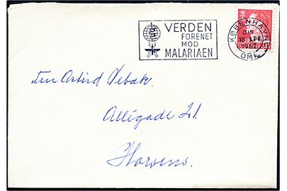 30 øre Fr. IX på brev annulleret med TMS Verden forenet mod Malaria/København OMK 17 d. 16.4.1962 til Horsens.