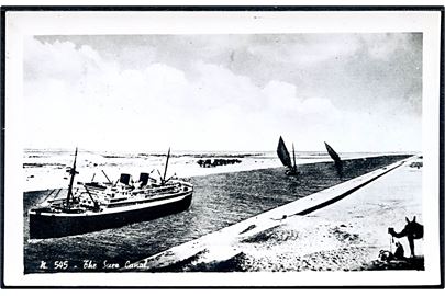 Egypten. Skiv sejler gennem Suez Kanalen.  Lehnert & Landrock u/no. 