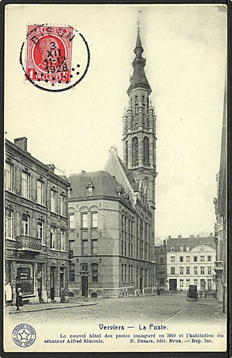 Postkontoret i Verviers, Belgien. E. Desaix  u/no.