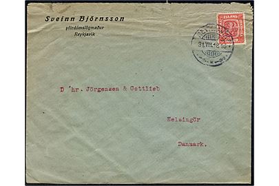 10 aur To Konger på brev fra Reykjavik d. 31.7.1918 til Helsingør, Danmark. Åbnet af britisk censur no. 4428 og ank.stemplet i Helsingør d. 21.9.1918.