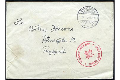 Ufrankeret lokalbrev i Reykjavik d. 9.2.1941 med 2-sproget Røde Kors stempel: “Raudi Kross Islands * Croix Rouge Islandaise *”. Uvist hvad brevet har indeholdt.
