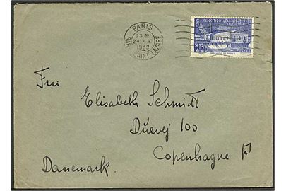 2,25 fr. Vandkraft udstilling single på brev fra Paris d. 24.5.1939 til København, Danmark.