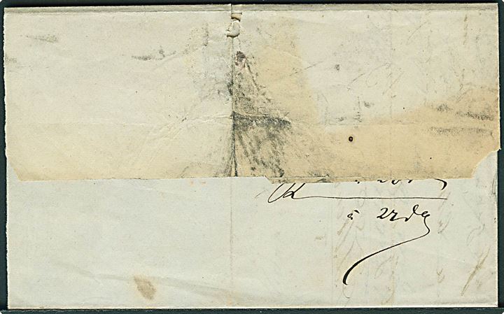 1853. Portobrev med indhold dateret Wesselburen d. 24.7.1853 med liniestempel Heide til Altona. Påskrevet “6” skilling porto. Liniestempel kendes anvendt som reservestempel i perioden 10.-27.7.1853 jf. Vagn Jensen.