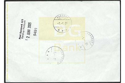 Ark papir med prøveaftryk af sjældent brotype IIh postsparebankstempel Pandrup d. 2.6.2005.