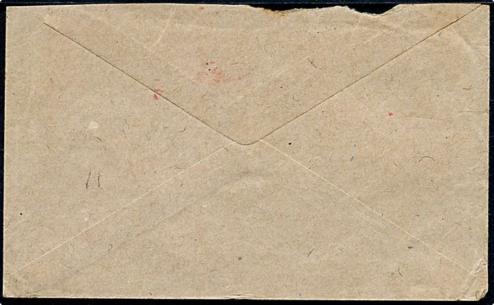 Ufrankeret britisk Honour Envelope med rødt stempel London Gt. Britain / “Official Paid” til Tipton, England. Violet type A5 unit censur: PASSED BY CENSOR No. 4331 som er registreret anvendt på Færøerne. Kuvert afkortet i toppen.