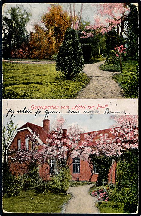 15 øre Chr. X på brevkort annulleret med vanskeligt bureaustempel Graasten - Aabenraa T.03 d. 8.8.1921 til Ullerup pr. Avnbøl. 