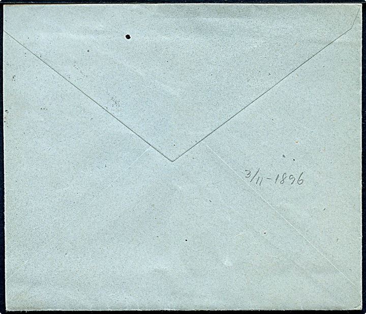 10 øre Våben på brev med fuldt indhold fra Nyborg annulleret med antiqua Dampsk:Post-Sped: No. 3 d. 3.11.1896 til Landeryd, Sverige. 