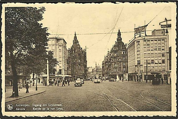 Sporvogn paa rue Leys i Antwerpen, Belgien. E. Thill no. 13.