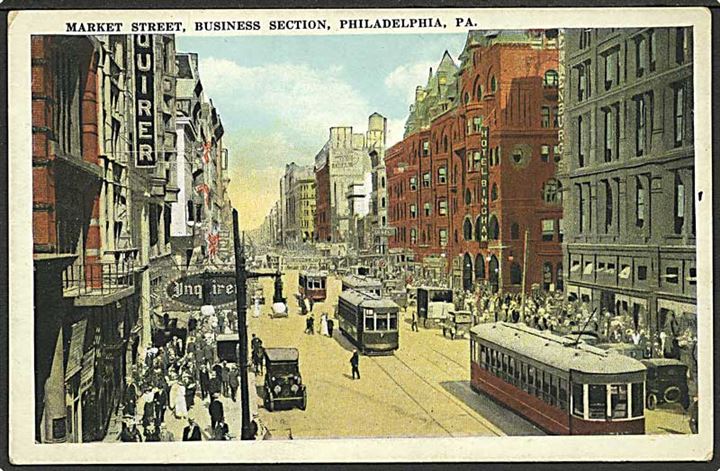 Sporvogne paa Market Street i Philadelphia, USA. Union News no. 105335.