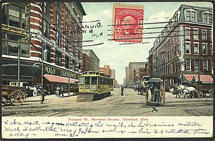 Sporvogn nr. 429 paa Prospect Street i Cleveland, USA. Cleveland News Company no. 10469.