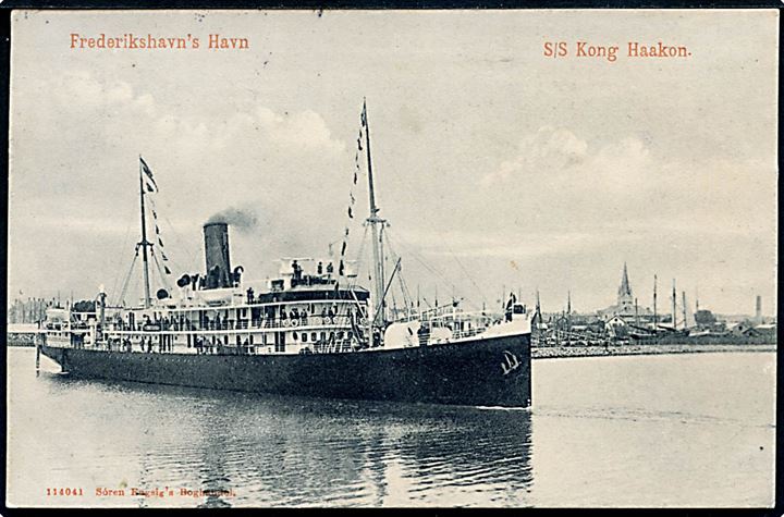 Kong Haakon, S/S, DFDS dampskib i Frederikshavn. S. Engsig no. 114041. Har været opklæbet.