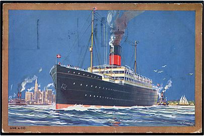 A. Granholdt: United States, S/S, Skandinavien Amerika Linie damper i New York. UNZ & Co. Frankeret med canadisk 2 cents George V (3) og sendt fra Halifax d. 21.9.1925 til København.