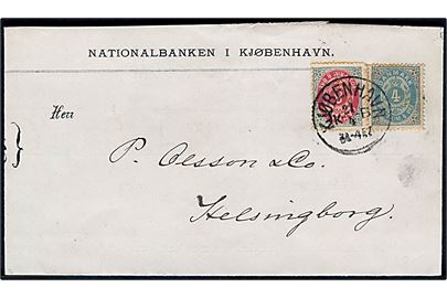 4 øre og 8 øre Tofarvet på 12 øre frankeret foldebrev fra Kjøbenhavn d. 21.4.1882 til Helsingborg, Sverige.