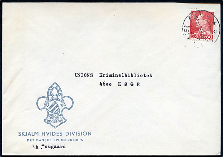60 øre Fr. IX på fortrykt kuvert fra Skjalm Hvides Division / Det danske Spejderkorps fra Holbæk d. 24.11.1969 til Køge.