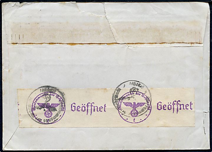 10 c. og 20 c. på brev fra Bussigny sur Morges d. 15.5.1944 til Cannes, Frankrig. Åbnet af tysk censur i Lyon (bogstav l) med fortrykt banderole og stempel.