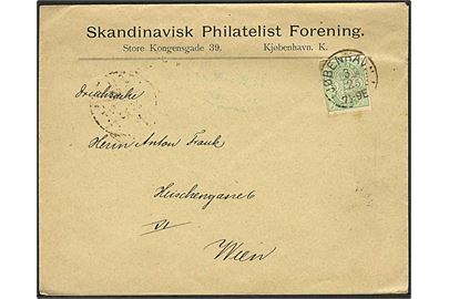 5 øre Våben helsagsafklip på tryksag fra Kjøbenhavn d. 3.2.1893 til Wien, Østrig.