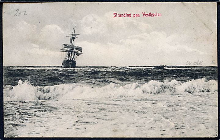 5 øre Fr. VIII på brevkort (Stranding ved Vestkysten) annulleret med stjernestempel AGGER og sidestemplet Vestervig d. 10.9.1910 til Nykøbing F.