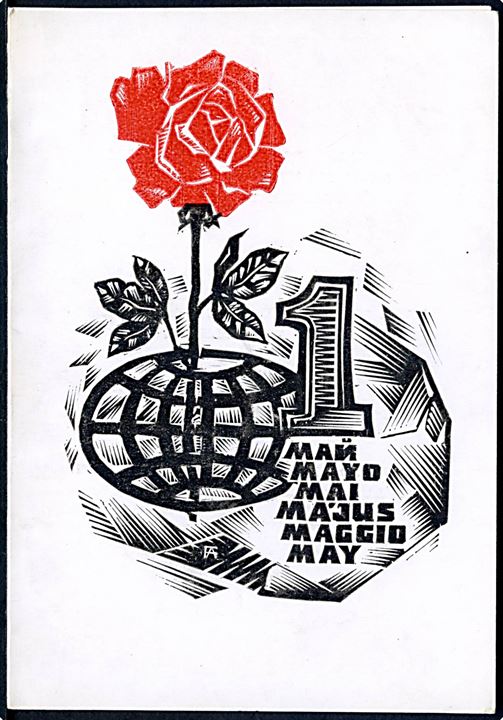 1. Maj. Lykønsknings-klapkort i anledning af arbejdernes internationale kampdag 1. maj. u/no.