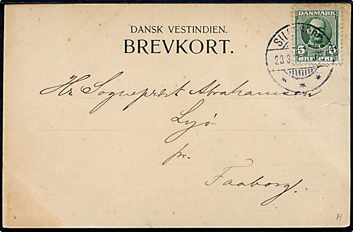 D.V.I., Frederiksted, St Croix no. 45. Anvendt i Danmark 1910.