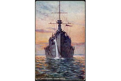HMS Dreadnought, anker øvelse. Tuck & Sons no. 9472.