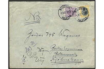15 øre og 35 øre Chr. X på anbefalet brev nedlagt i brevkasse og fremsendt som almindeligt brev fra Nukjøbing Falster d. 1.4.1921 til garder i København.