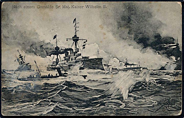Tyske orlogsskibe efter skitse af Kaiser Wilhelm II. 
