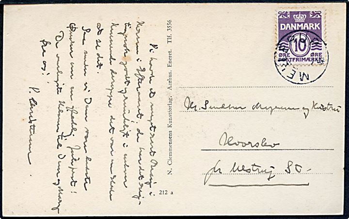 10 øre Bølgelinie på brevkort annulleret med udslebet stjernestempel MELLERUP til Ulstrup St.