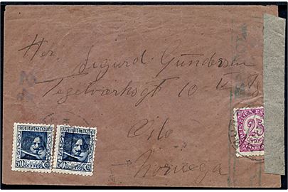 25 cts., 50 cts. (2) på brev fra Murcia d. 27.9.1938 til Oslo, Norge. Åbnet af lokal spansk censur.