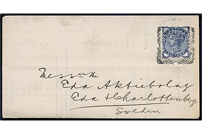 ½d Victoria single på tryksag fra Newcastle on Tyne d. 4.12.1886 til Eda pr. Chalottenberg, Sverige.