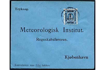 7/4 øre Provisorium på fortrykt tryksag fra Bagsværd 1926 til Meteorologisk Institut, København.