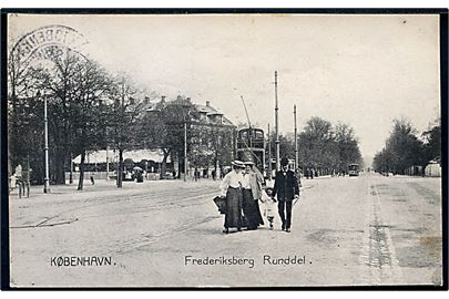 Frederiksberg Runddel med sporvogn. Stenders no. 6105.