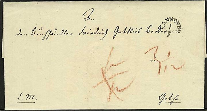 1833. Tjenestebrev med indhold stemplet Hannover d. 1.7.1833 til Gotha. På bagsiden stort papirsegl.