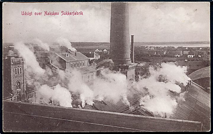 Nakskov, udsigt over sukkerfabrik. Warburg no. 5637.
