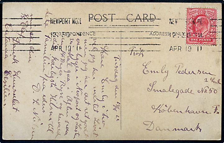 Skibskok i kabyssen. Fotokort sendt fra sømand ombord på S/S Olaf i England 1911.