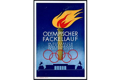 Det olympiske fakkelløb i Wien d. 29.7.1936. Frankeret med 3+2 gr. Velgørenhed annulleret med særstempel.