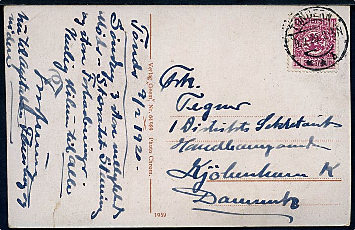15 pfg. Fælles udg. på brevkort annulleret Tondern **b d. 9.2.1920 til København. Rift.