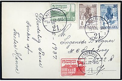 Komplet sæt Regentjubilæum på uofficiel FDC brevkort (Chr. X til hest) sendt lokalt i København d. 15.5.1937.